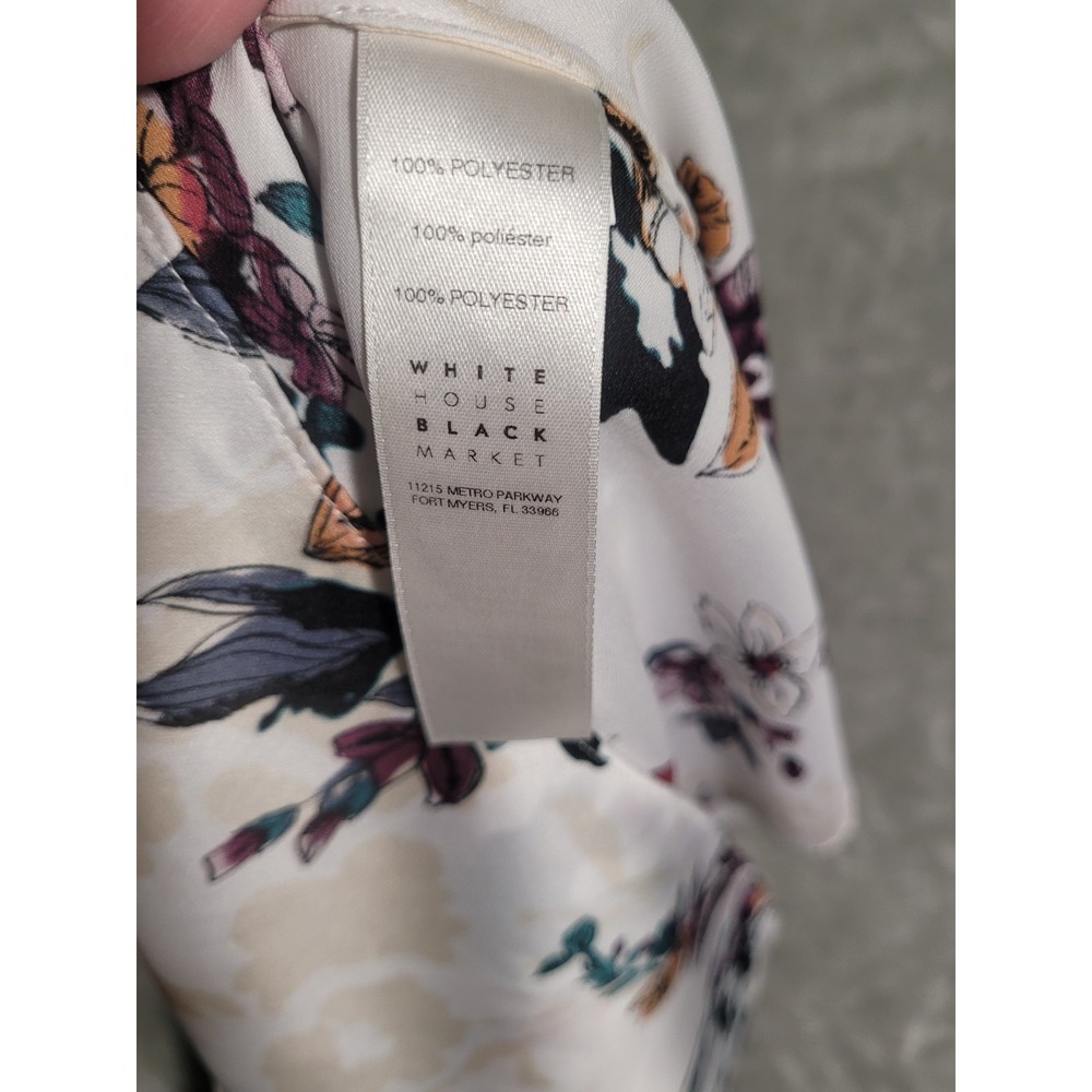White House Black Market Satin Floral Off The Shoulder Blouse Size M Feminine - Picture 6 of 10